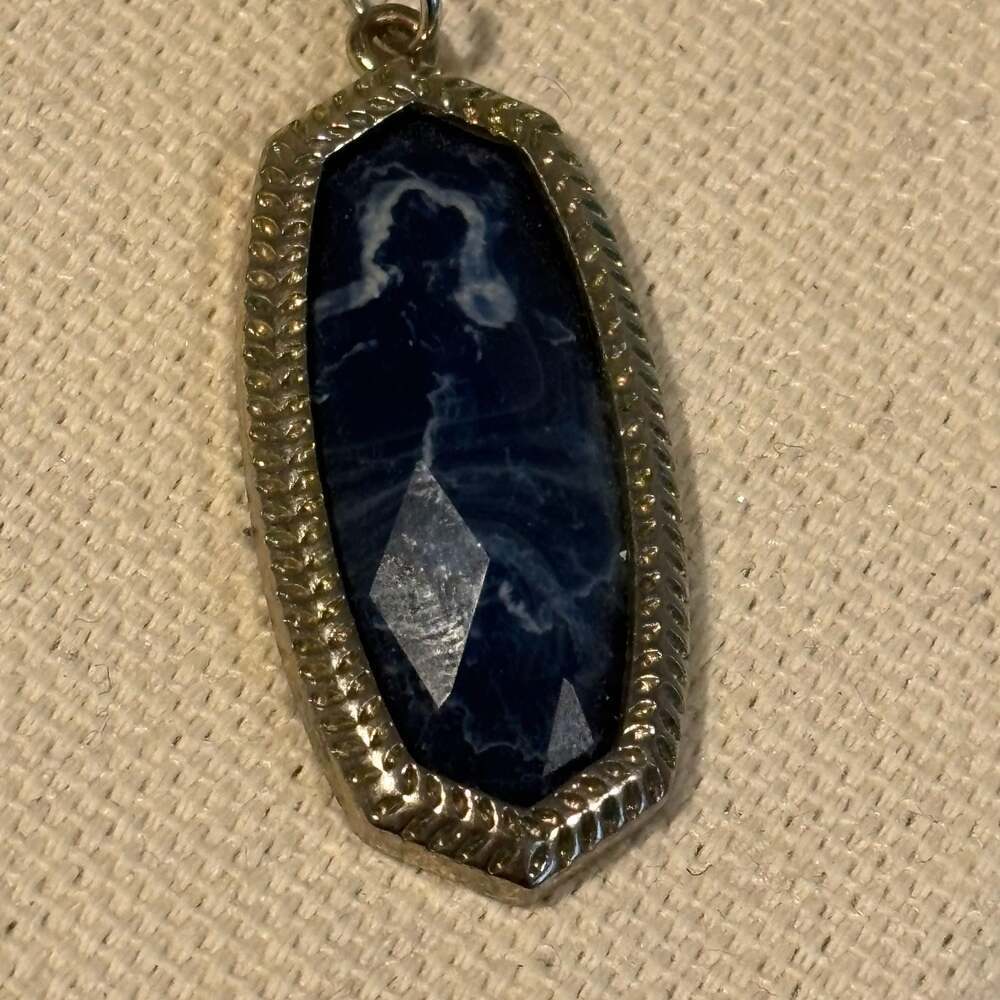 Kendra Scott Elle Pendant Necklace Charm Sodalite Blue Silver